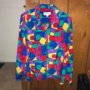 Vintage Barbara Brooks geometric blouse